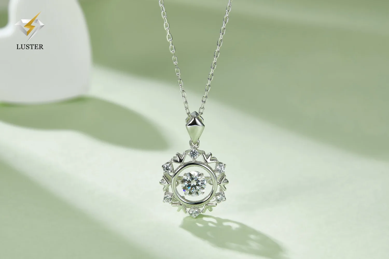 LUSTER Moissanite Pendant Necklace  D Color 925 Sterling Silver 18K White Gold Plated Diamond Test Passed Jewelry Gift for Women