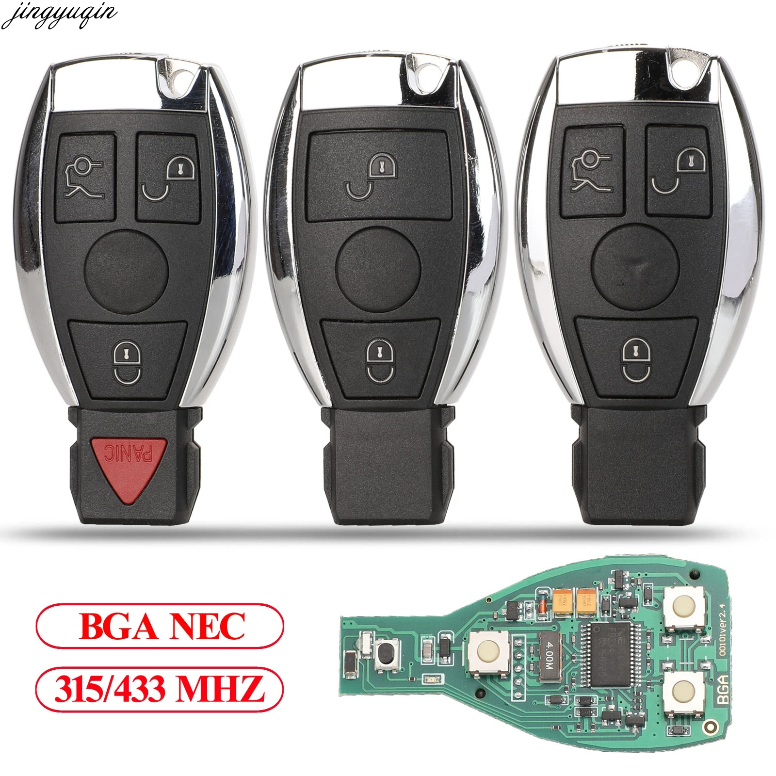 Jingyuqin 5pcs Remote Control Smart Car Key 315Mhz/433MHz For MB Mercedes BENZ E S 2Supports Original NEC BGA Fob 2/3/4 Buttons