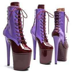 Leecabe  20CM/8inches Shiny Patent PU Upper Mix Color Fashion Trend  Platform Pole Dance Boot