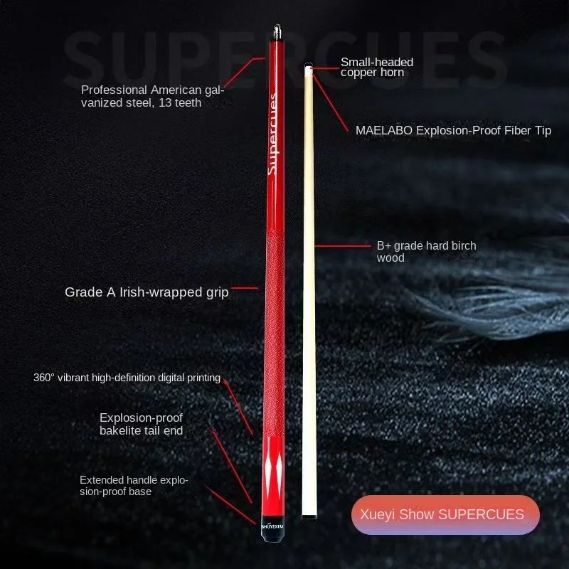 

2026 Hot Seller - "Red Companion" Gift Pool Cue, 13mm Tip,1/2 split, Imported Hard Maple, 19.5oz, for 8-Ball & 9-Ball