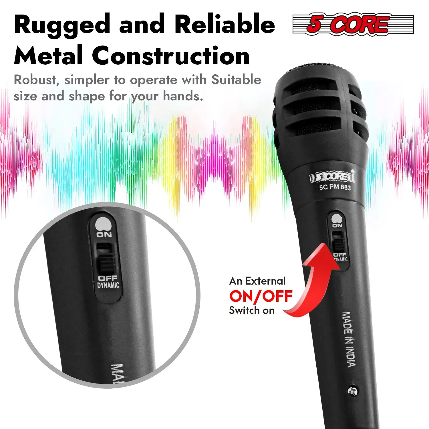 Microfoon Dynamische vocale handmicrofoon Cardioïde unidirectionele microfoon met aan-uitschakelaar + XLR-audiokabel voor zingen