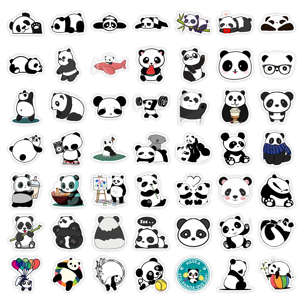 ملصقات باندا كرتونية لطيفة باللون الأسود والأبيض يمكنك صنعها بنفسك لعبة أطفال هدية ملصق مزخرف للهاتف المحمول وزجاجات القصاصات والأمتعة المقاومة للماء #6
