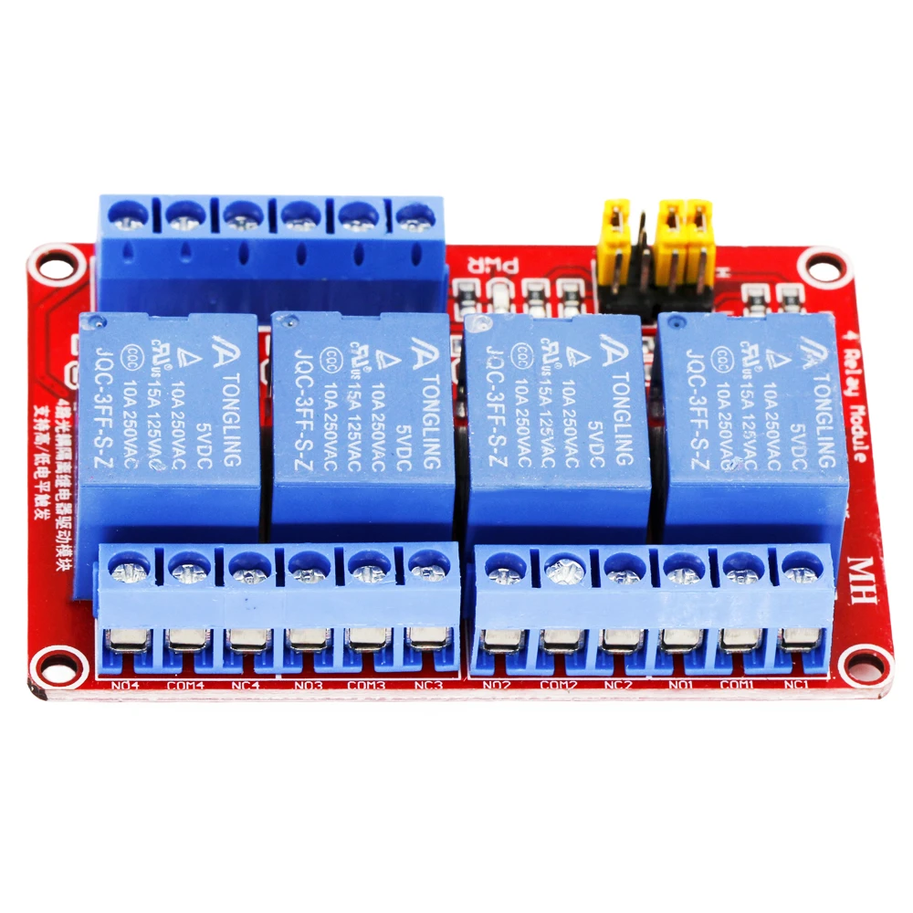 4 Channel Relay Module Board 5V 12V 24V Relay Module Shield with Optocoupler Support High and Low Level Trigger for Arduino