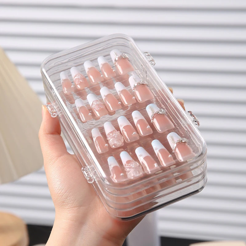 

Clear False Nail Tips Dispaly Storage Box With Nail Tape Roll Wearable Fake Nails Showing Shelf Color Card Shown Organizer Tool