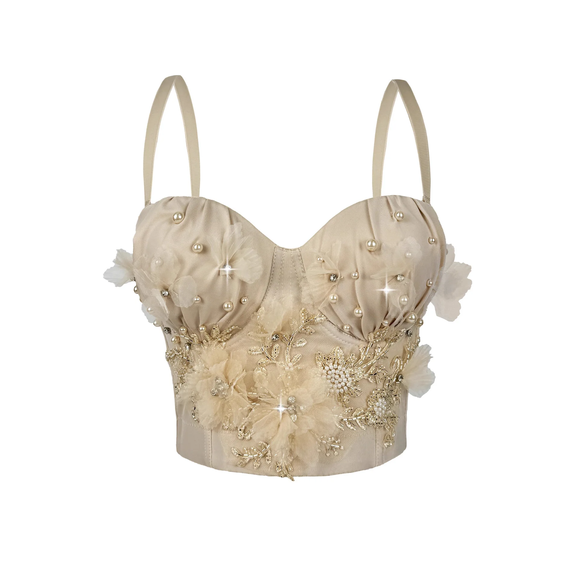 جديد اليدوية مطرز زهرة هيكل السمكة الصدرية المألوف الرجعية اللؤلؤ هيكل السمكة أعلى الخارجي حبال سترة النساء قمم #3