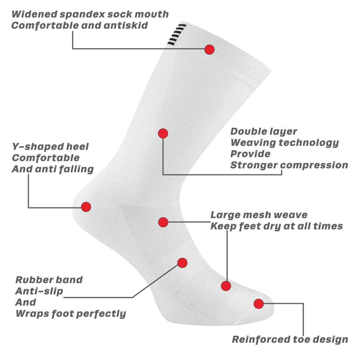 Chaussettes de sport à séchage rapide pour hommes et femmes, chaussettes de cyclisme, de course à pied, à intervalles moyens, de fitness dans le tube