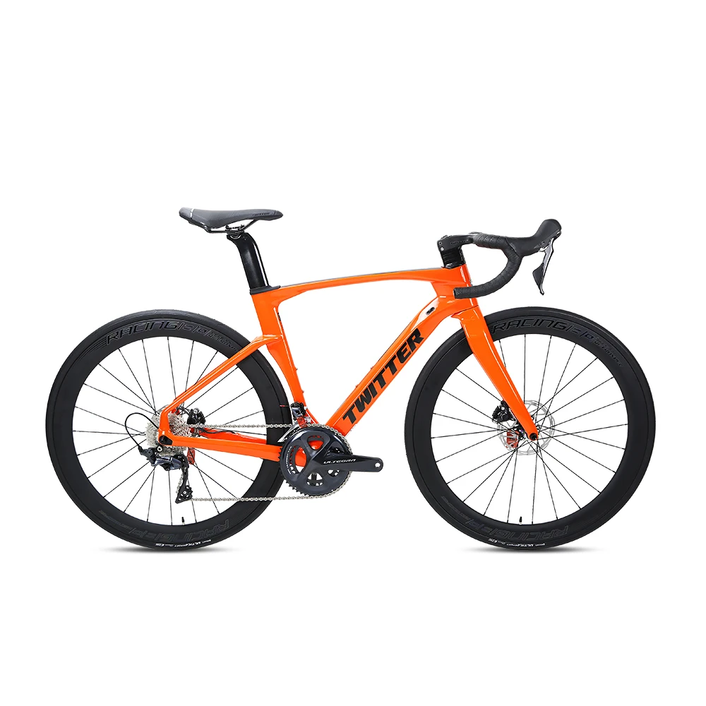 TWITTER New Adult Bicicletas Ultralight Bicycle Carbon Fiber Road Bike Disc Brake Bicycle with UT/R8020-22 Speed