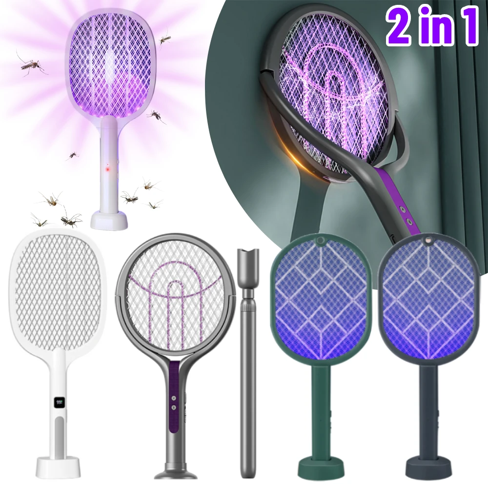 Electric Mosquito Killer Lamp Bug Zapper Racket Electric Fly Swatter Type-C Charging Anti Mosquito Trap Lamp for Indoor Outdoor