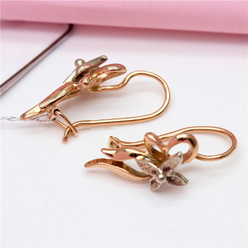 

585 Purple Gold Plated 14K Rose Gold Flower earrings for women Classic Fashion New In Suitable for Daily Light luxury Jewelry