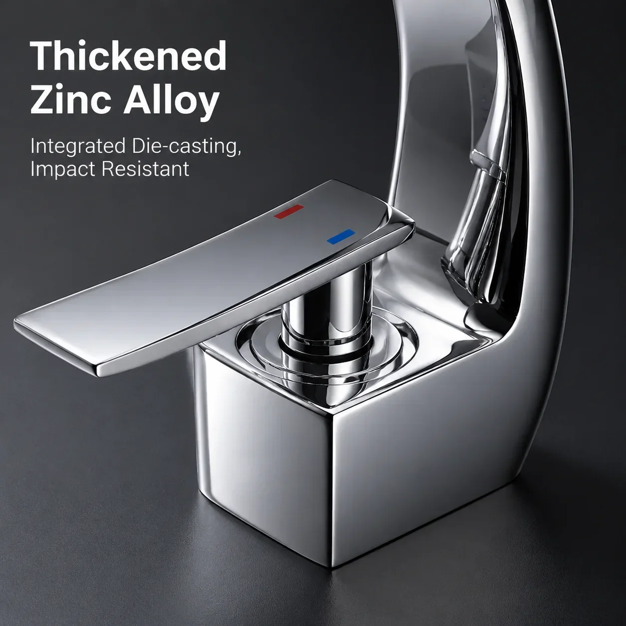 Mirror Bright Chrome Zinc Alloy Single Handle Basin Faucet Modern Curved Large Curved Mouth Hot and Cold Bathroom Basin Faucet