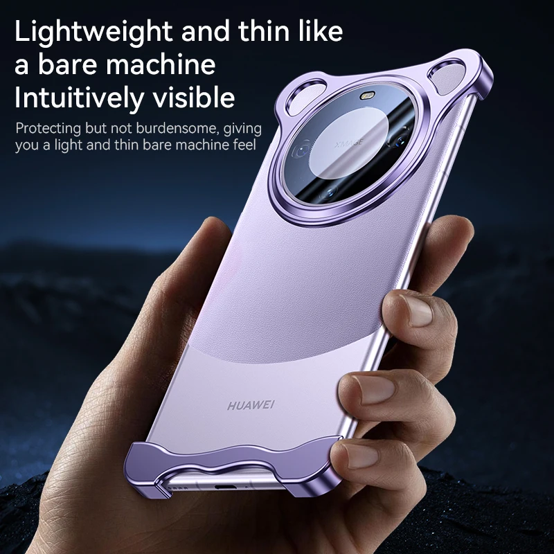 

New special-shaped Metal Bare Feeling Borderless Phone Case+ is For Huawei Mate 60 Pro With Built-in Lens Film Mate 60 Bumper