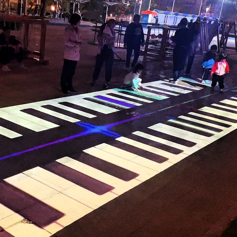 Outdoor attraction lighting interactive floor projection system game