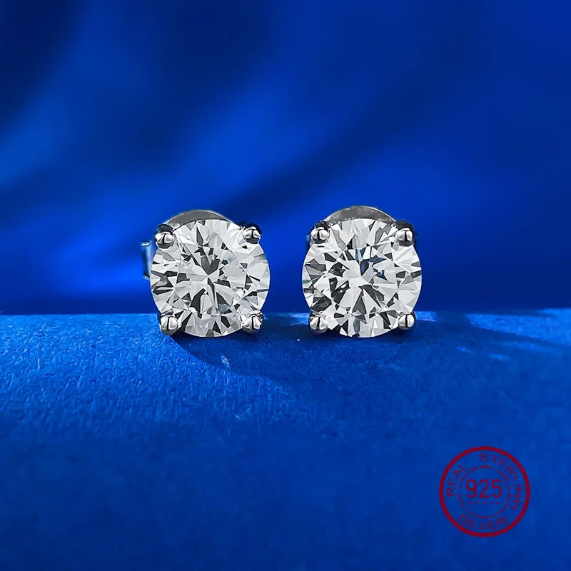 S925 Silver One Carat Four Claw Earrings 6.5mm Classic Versatile AliExpress can be shipped as a replacement