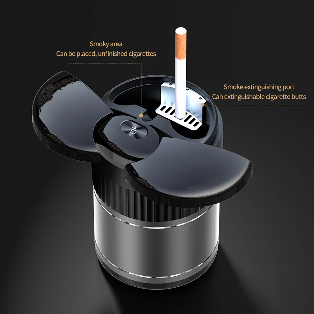 

Smart Car Ashtray Auto-Open Infrared Sensor One-Touch Open/Close Lid Metal Inner Cup Holder Auto Accessories for Men Gifts