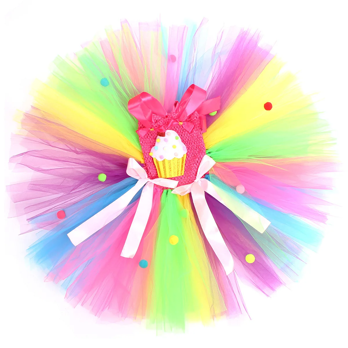 Candyland Tutu Dress Girls Lollipop Costume Dress Halloween Birthday Party Outfit Rainbow Kids Princess Gown Dresses with Wing