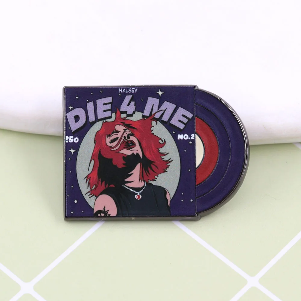 Halsey-Die 4 Me Emaille-Pin Musik-Sängerin Album-Cover Brosche Comic-Stil Rote Haare Mädchen Abzeichen Pop-Art Anstecknadeln Schmuck Geschenk – Detail 8
