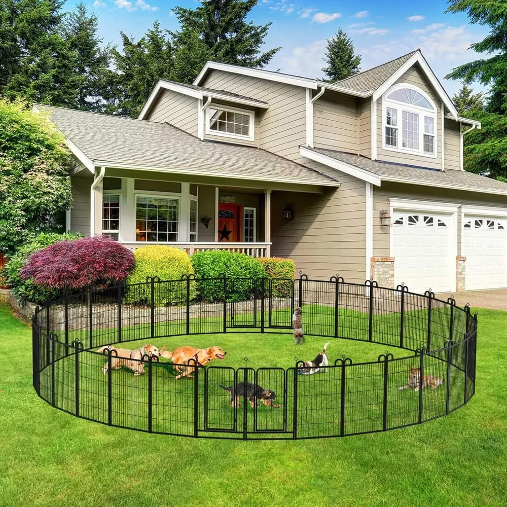 

Dog Playpen Outdoor 32 Panels Heavy Duty Dog Fence 40" Height Anti-Rust with Doors Portable for RV Camping Yard,