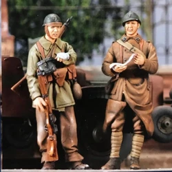 1/35 Scale Resin Figure Model Kit History Mini Italian Infantry 2-Person Micro Scene Layout Model Unpainted Unassembled DIY Toy