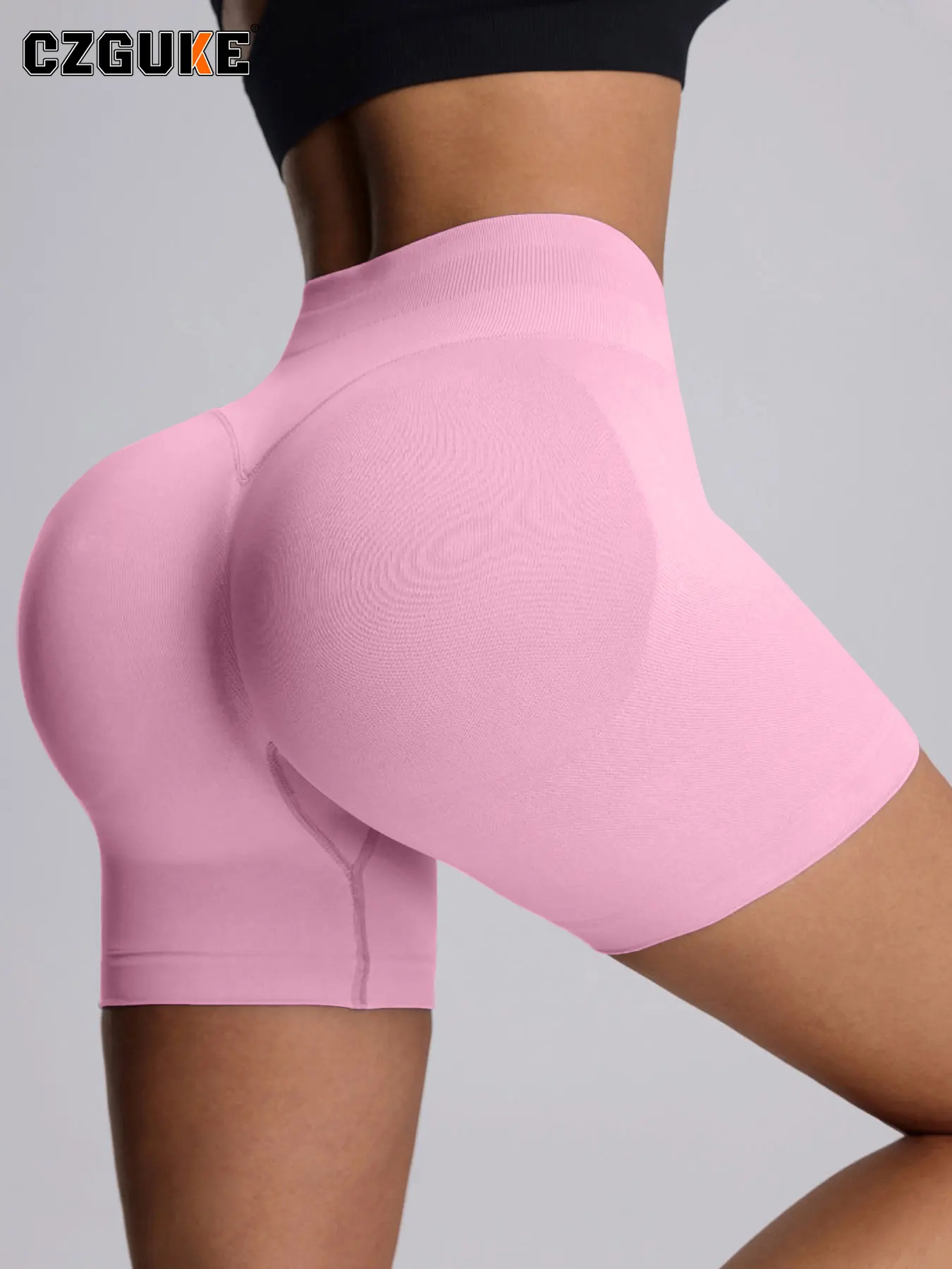 CZGUKE Women's 4.5-inch Fitness Shorts Seamless High Waist Yoga Shorts Hip Lifting Bicycle Sports Shorts Push Up Tight Shorts image 3