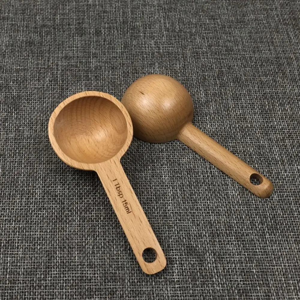 

Tablespoon Measuring Spoon 7.5/10/15/30/45ml Walnut Wooden Beech Wooden Spoon Round Hangable Coffee Bean Spoon Home
