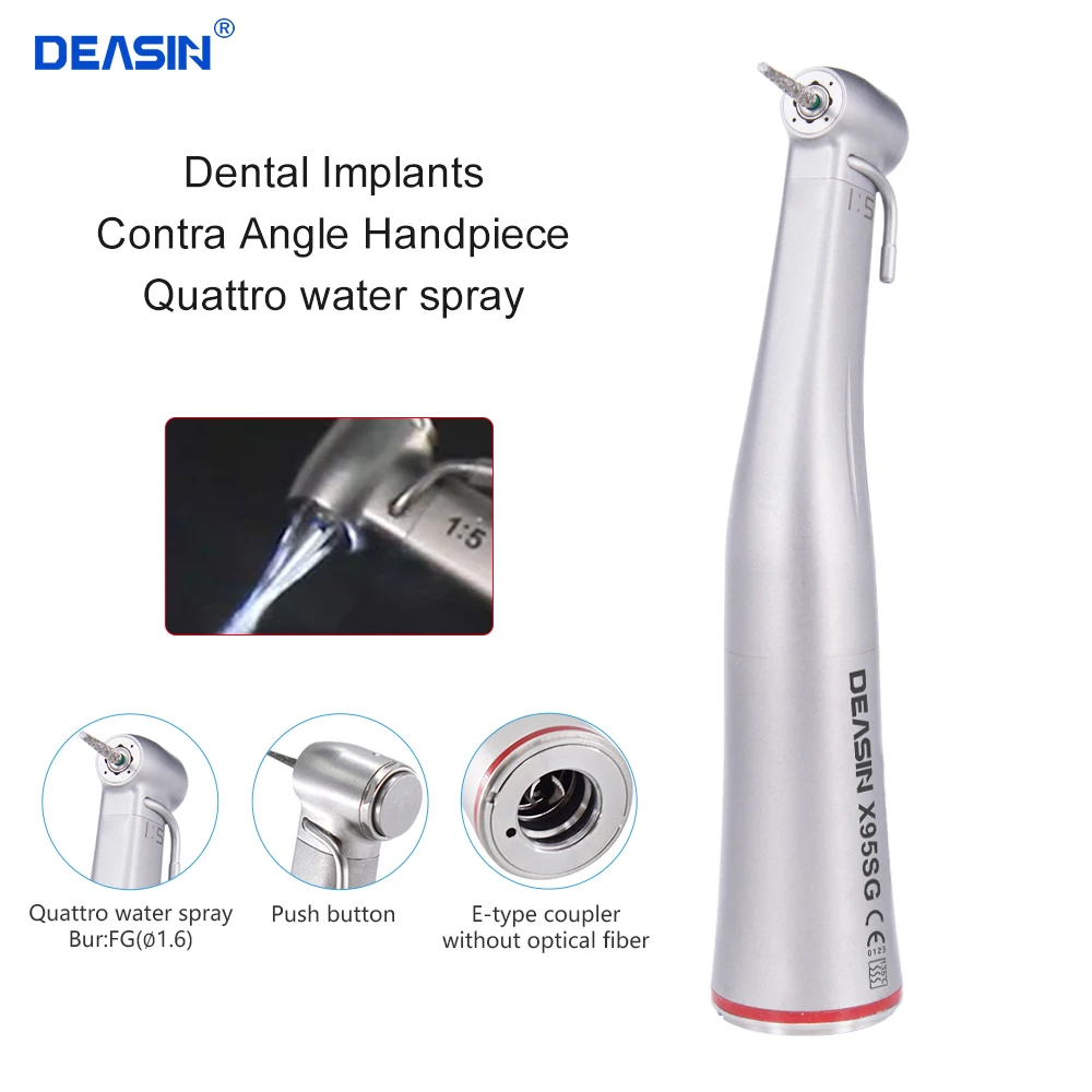 

Dental Stainless Steel 1:5 Increasing Contra Angle Handpiece With External Irrigation Water For Implant