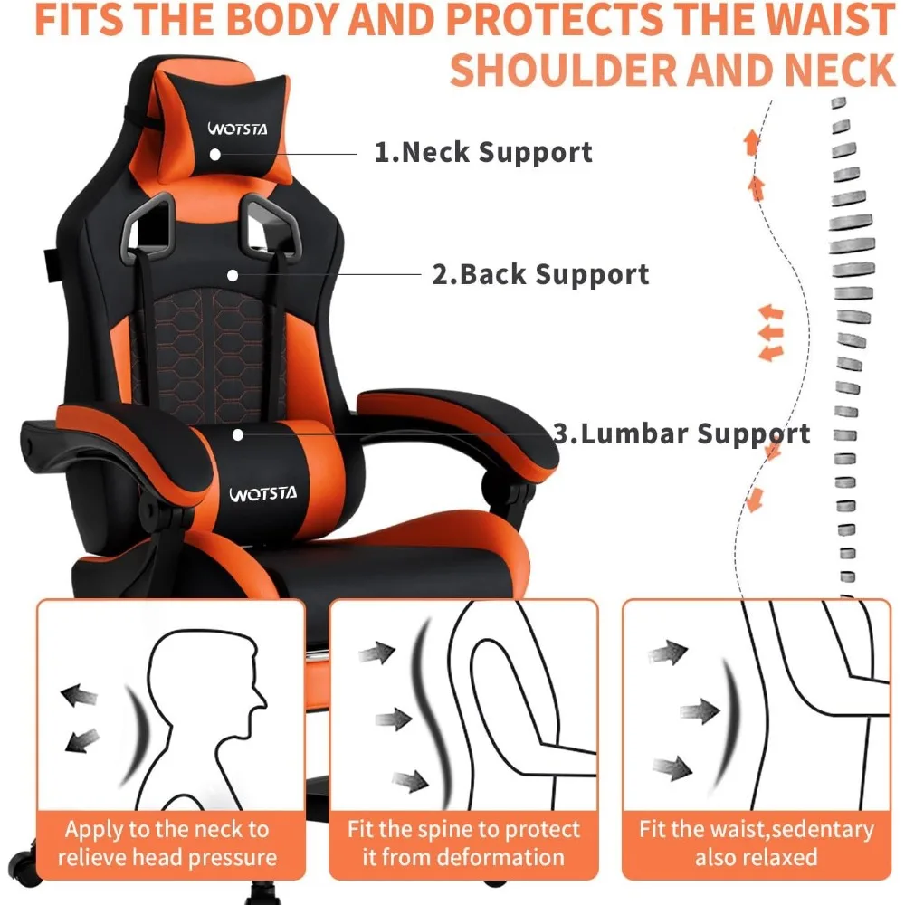 Ergonomic PC Gaming Chair with Massage, Footrest, and Lumbar Support image 11