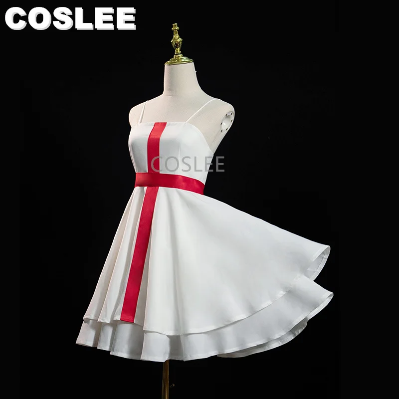 

COSLEE Guilty Crown Yuzuriha Inori Cosplay Costume Lovely White Dress Uniform Role Play Halloween Party Outfit Amine Clothing