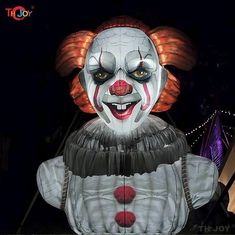 Modèle de ballon de Clown gonflable géant de Style suspendu de décoration effrayante avec la lumière LED pour les accessoires d'événements d'Halloween