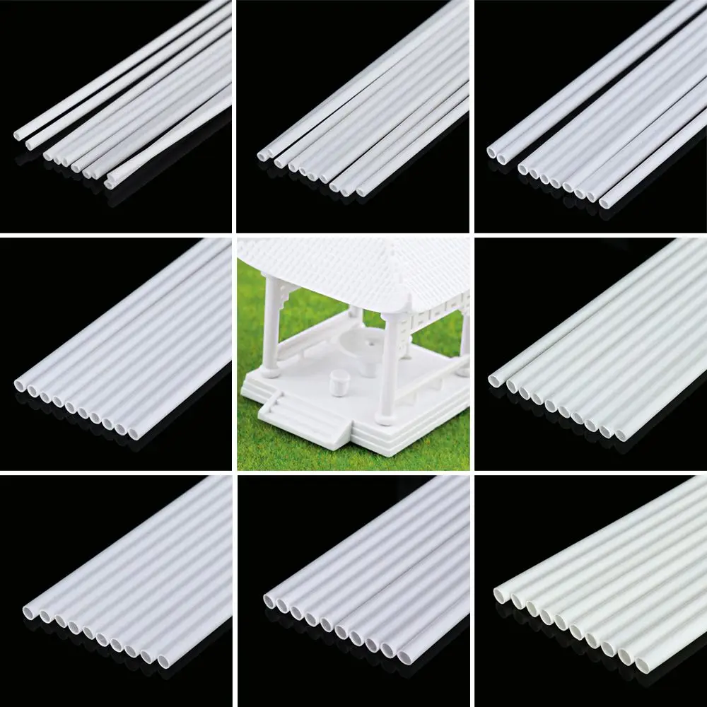 Tubo redondo de plástico hueco, diámetro de 2mm/2,5mm/3mm/4mm/5mm/6mm/8mm/10mm, Material de mesa de arena hecho a mano, modelo de construcción, 10 Uds.
