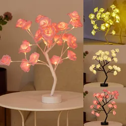 Rose Flower Tree Lights USB Battery LED Table Lamp Bonsai Tree Night Lights Garland Bedroom Decoration Christmas Lamp Home Decor