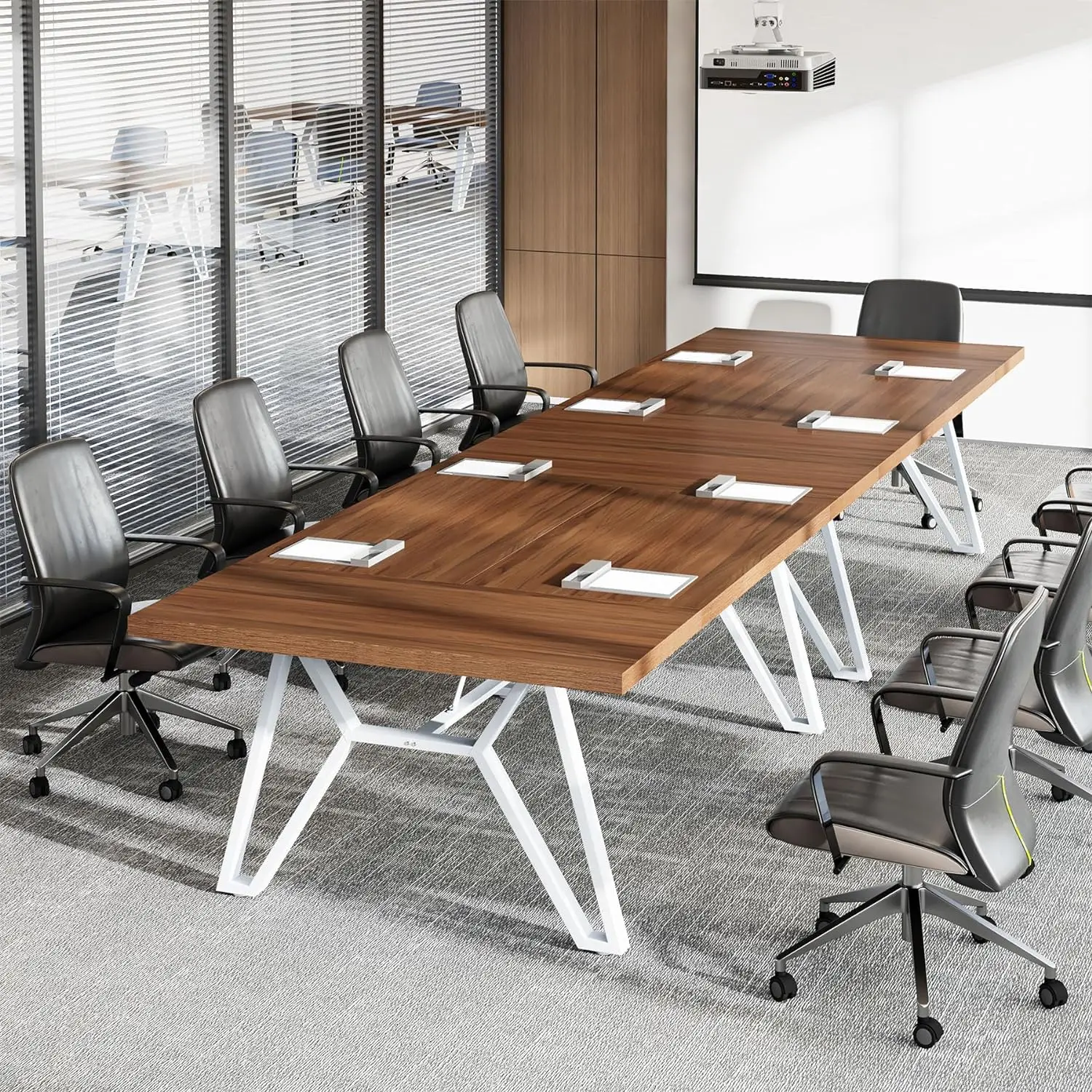 6FT Conference Table, 70 in Meeting Long Seminar for Meeting Room, Rectangular Modular Conference Room Table for Office