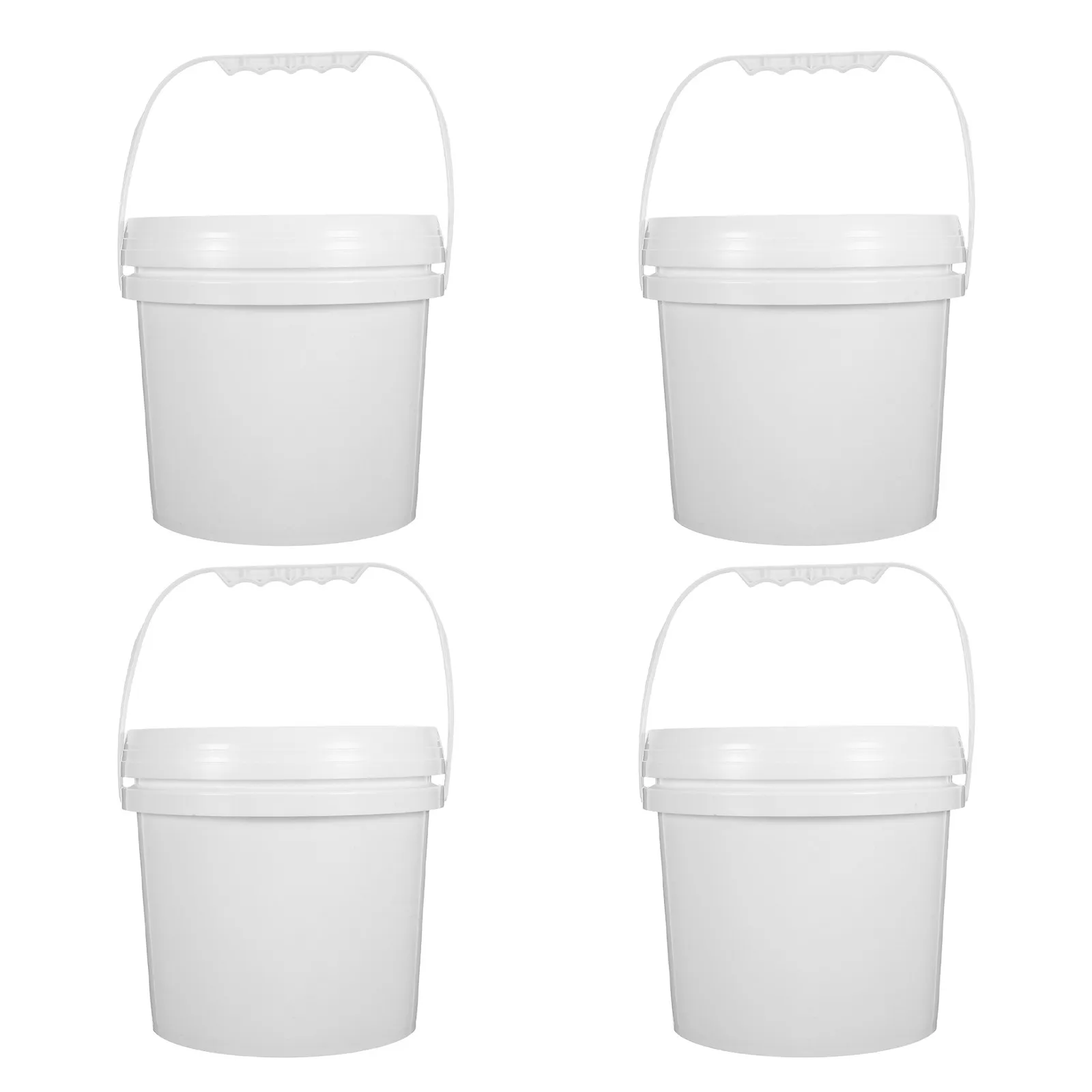 

4Pcs Large Capacity Food Storage Buckets White Plastic Containers Airtight Lids Handles for Pantry Kitchen Storage