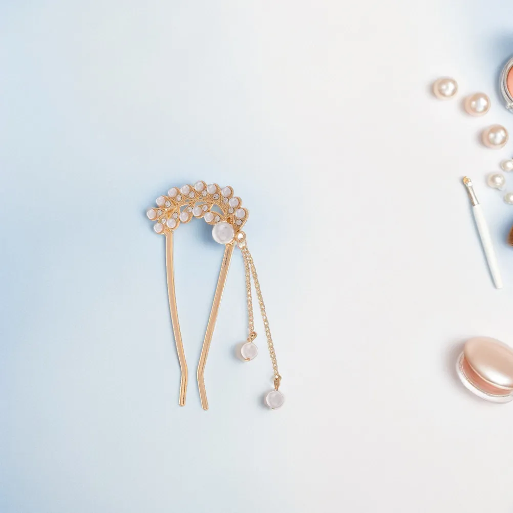 

2pcs Pearl U Shaped Hairpin Metal Hair Fork For Women Vintage Chignon Pin Updo Hairstyle Accessories Hanfu Bun Maker Hair