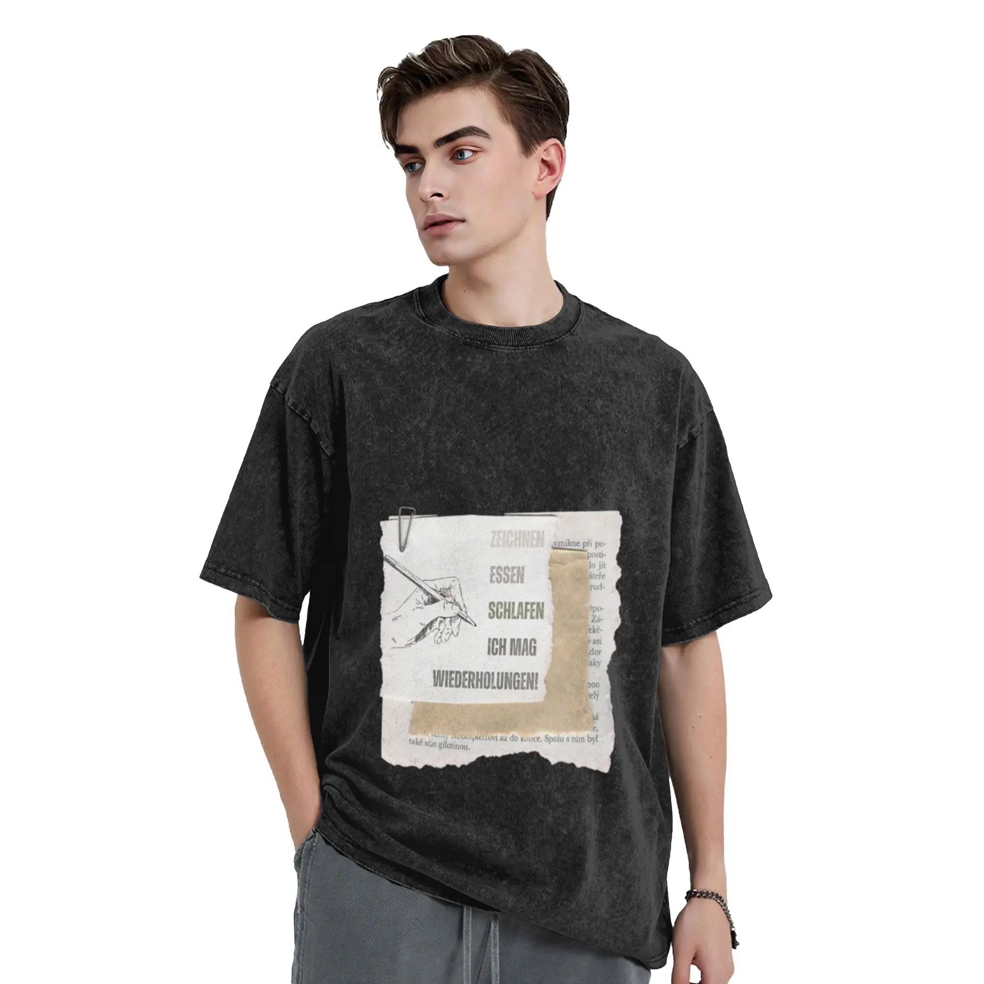 DRAWING EATING SLEEPING - I LIKE REPETITION! Unique Chic A T-Shirt Oversized Short Sleeve Men's Women's Cotton Tees Tops