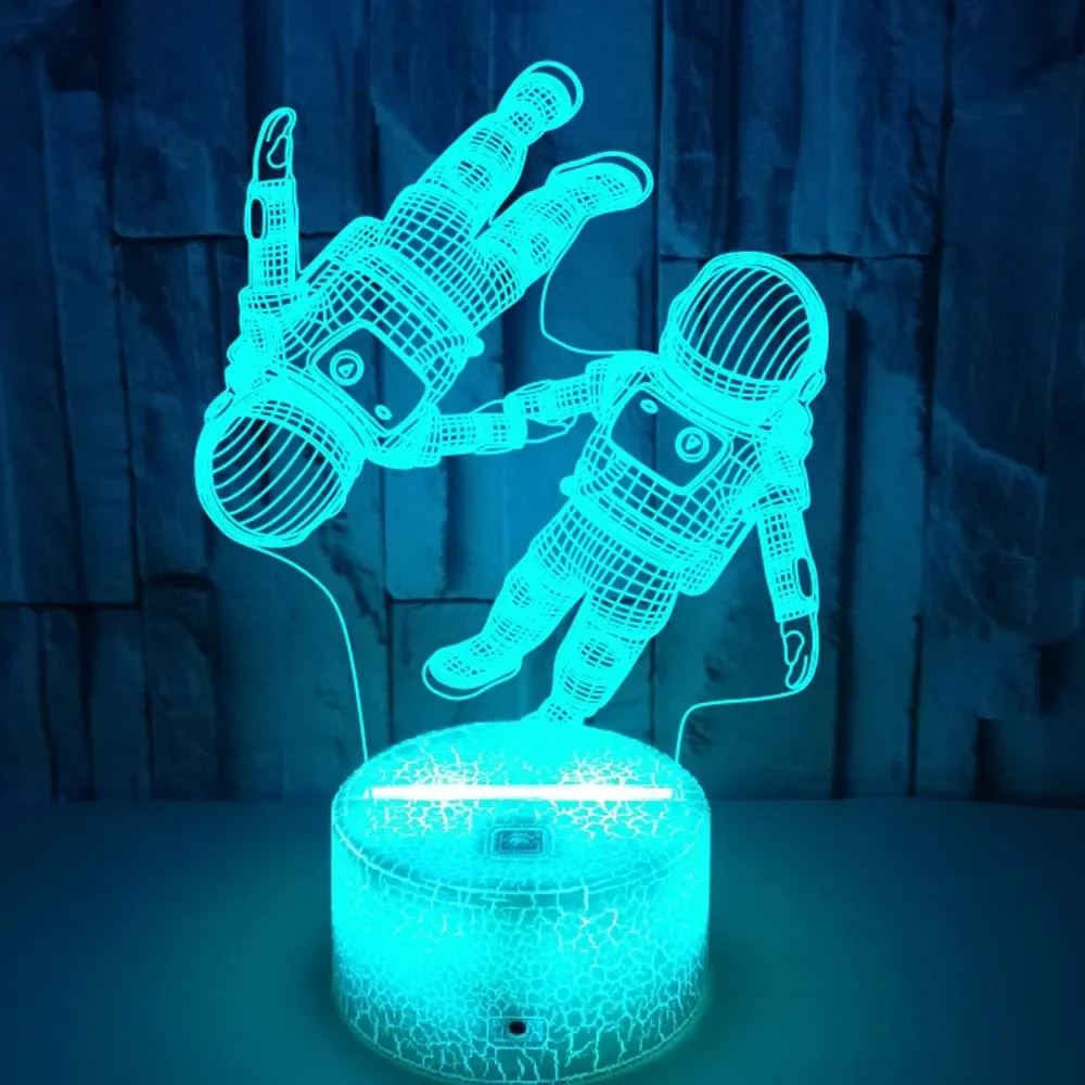 Nighdn Acrylic 3D Illusion Lamp Astronaut Night Light for Bedroom Decoration Lamp Bedside Table Acrylic Creative Gifts for Kids