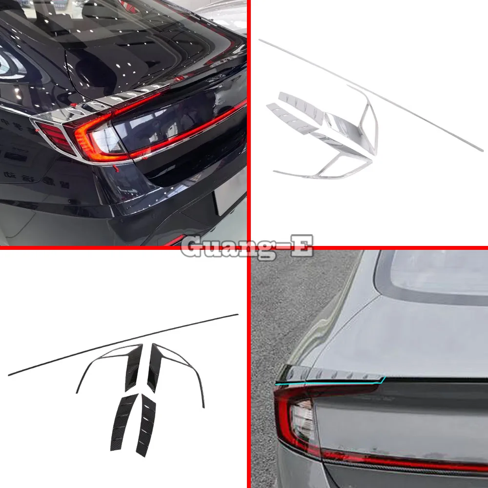 

For Hyundai Sonata 10th DN8 2020 2021 2022 2023 Car Sticker Cover Rear Back Light Lamp Detector Frame Eyebrow Cover Trim 5pcs