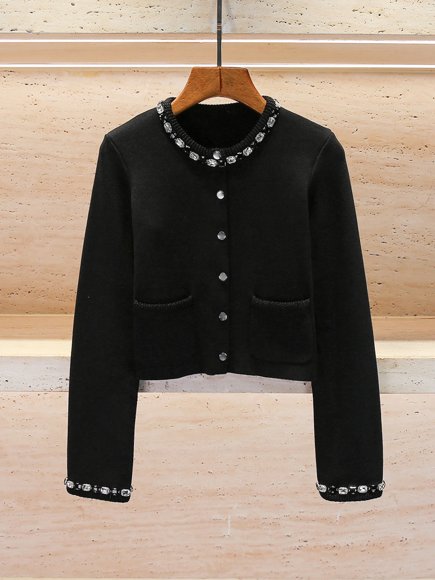 M Home Nan You High End Women's Faion Set with Rhinestone Knitted Cardigan Coat And Dr for Autumn Winter Casual Wear