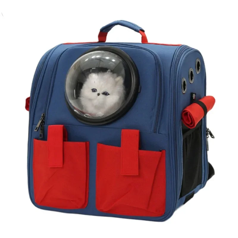 cat backpack, transparent pet bag, portable cat bag when going out, canvas double shoulder dog bag, large capacity pet backpack.