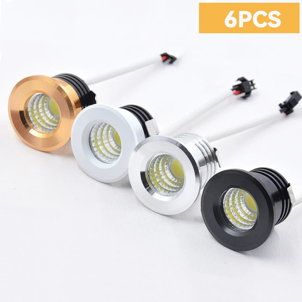 

6PCS 3W Mini LED Downlights Ceiling Recessed Small COB AC110 220V Indoor Spotlight Cabinet Spot Lights Jewelry Display Cabinet