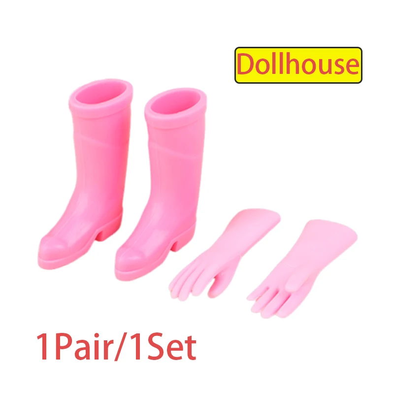 1Set 1:12 Miniatur Rumah Boneka Sepatu Bot Hujan Sarung Tangan Berkebun Sarung Tangan Memasak Sarung Tangan Mencuci Model Dekorasi Peternakan Mainan