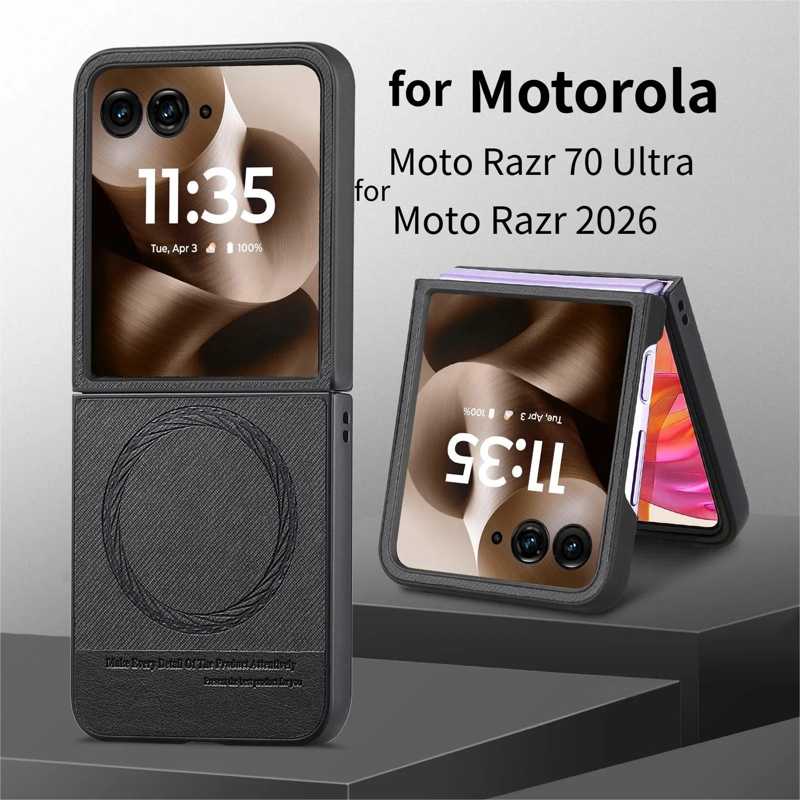 

Busienss Luxury PU Braid Leather Phone Case for Motorola Moto Razr 70 Ultra 60 50 Razr 2026 2025 2024 Magnetic Shockproof Cover