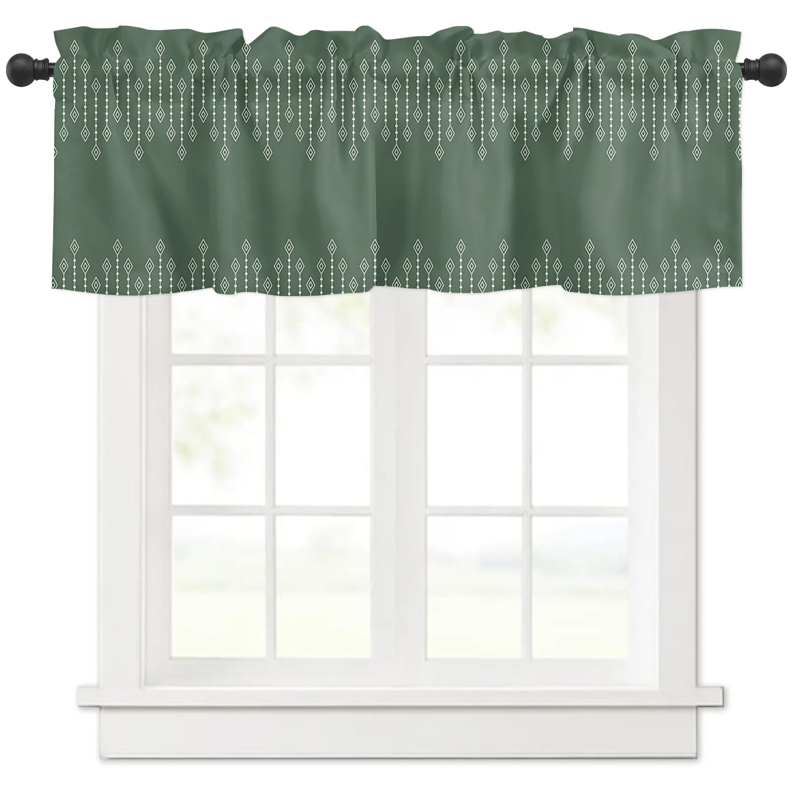 

Valances for Windows Kitchen Living Room Small Window Valance Boho Euclid's Green Geometry 1 Panel, 54 x 18 Inch