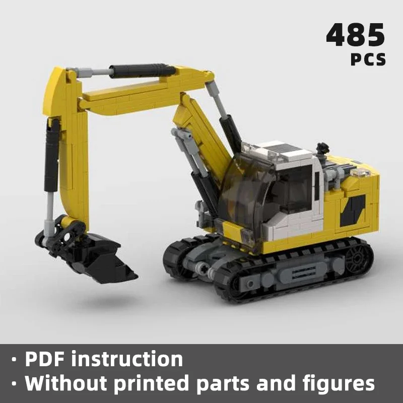

highly realistic crawler excavator bricks crawler German digger blocks city building moc unique display klocki