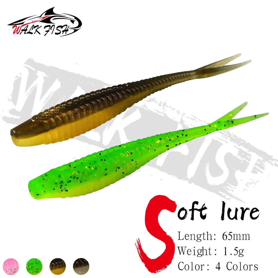 WALK FISH 10 Stück 6,5 cm 1,5 g weiche Angelköder Silikon-Swimbait Wobbler Bass-Angelzubehör Künstliche Kunstköder Süßwasser