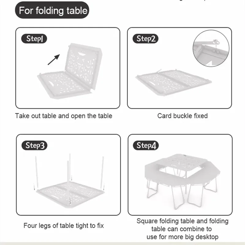 Homful Outdoor Furniture Stainless 4-6 Person Table Steel Portable Camping Folding Table Set