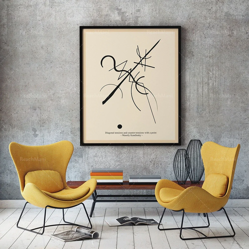 Wassily Kandinsky Line Drawing Bauhaus Sketch Exhibition Poster, Wall Decor Canvas Print Gift