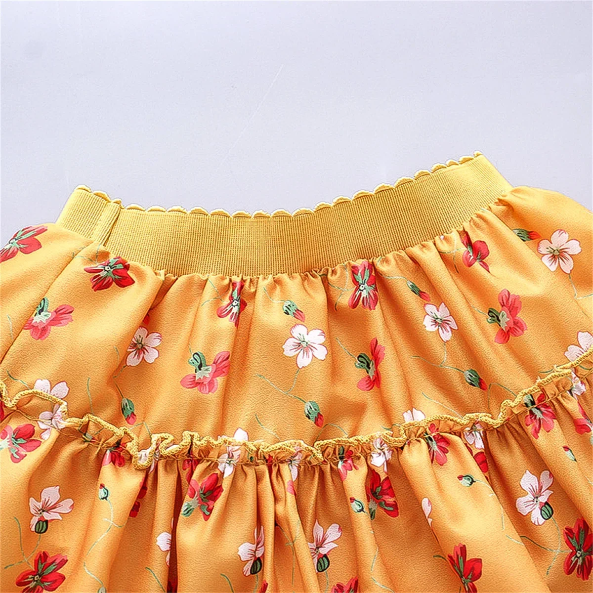 0-3 Year Old Little Girl\'S Half Length Skirt Sweet Small Floral Multi-Layer Chiffon Solid Color Loose A-Line Skirt tutu skirt