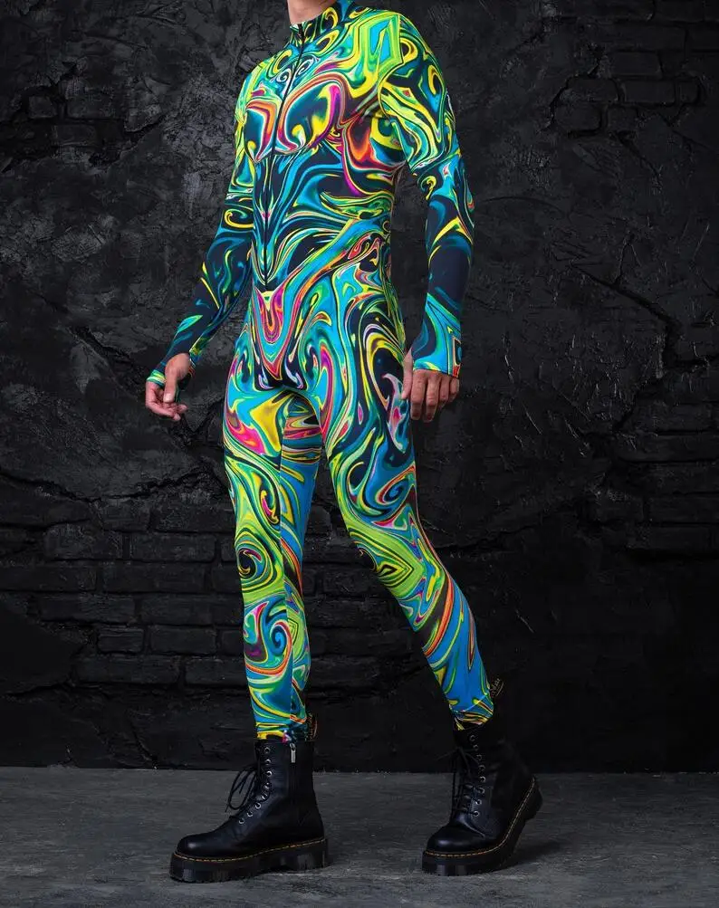 Halloween Herren Sexy Schlangenleder-Optik Cosplay Jumpsuit Tier-Bodysuit Festival Zentai-Anzug Themenparty Catsuits Rave-Outfits Neu – Detail 15