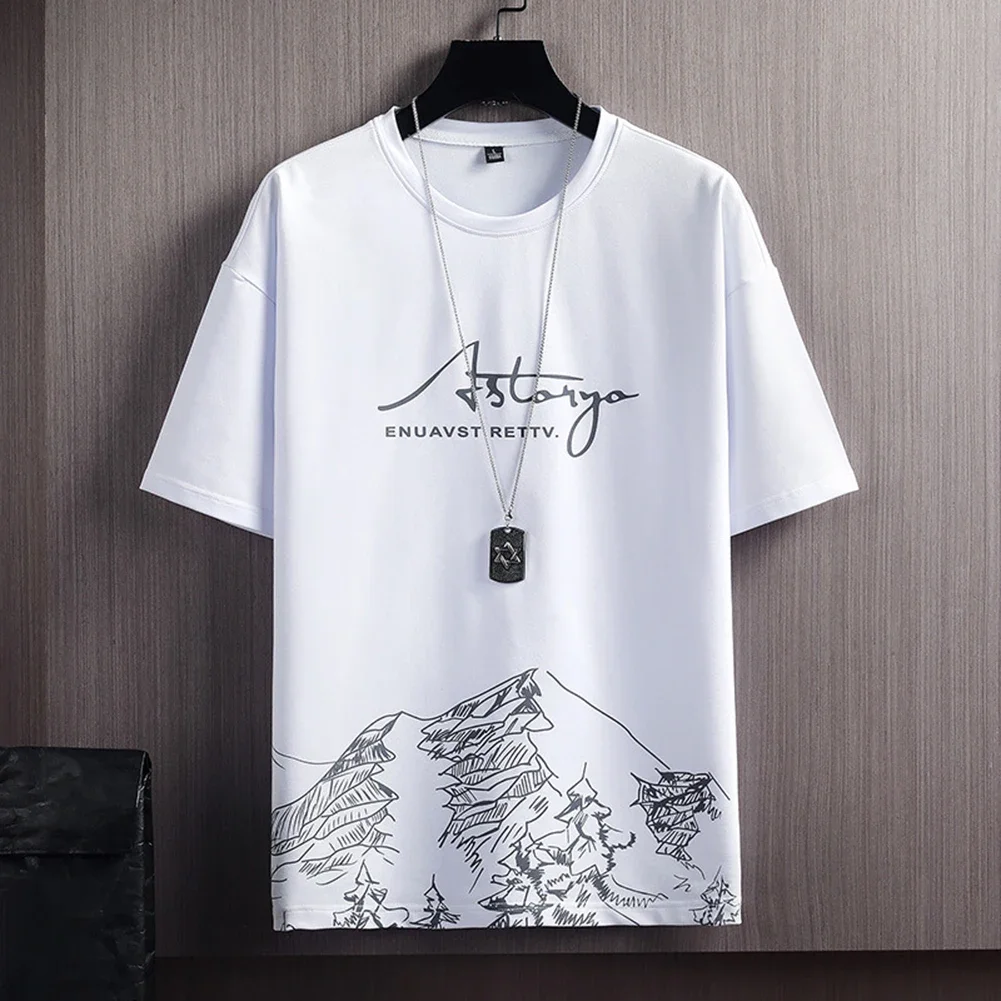 Men T-shirt 2 Piece Set Casual Comfortable For Shorts Set Leisure Polyester Simple Slightly Elastic Fashionable Men