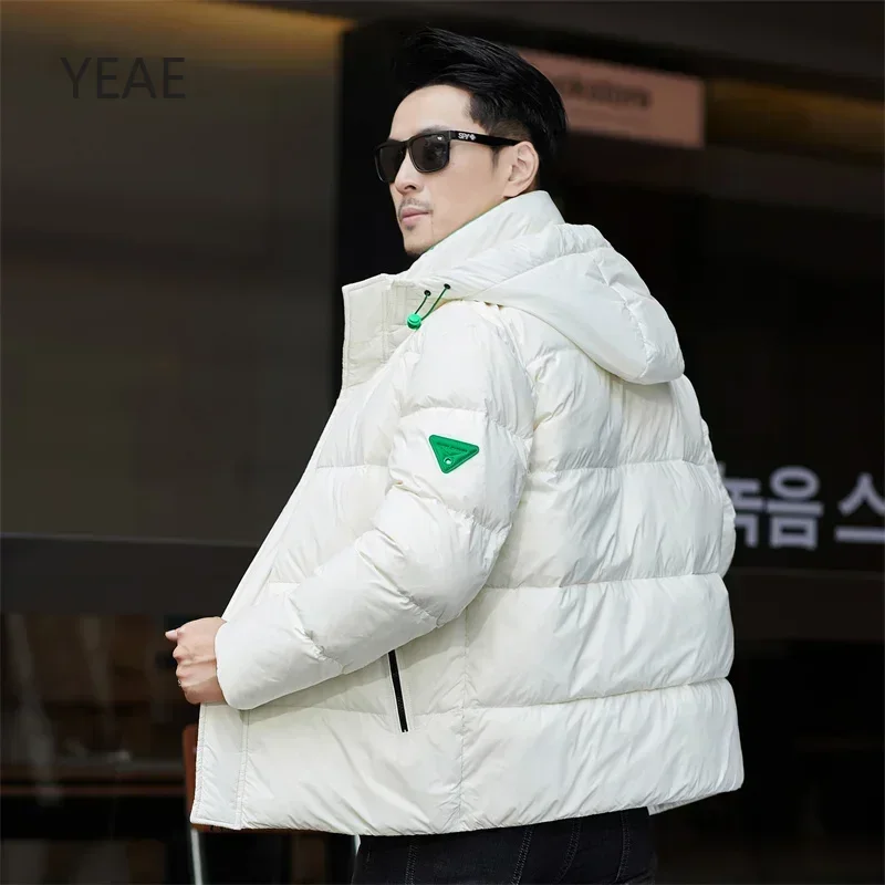 YEAE-Veste Courte à Carreaux en Duvet de Canard pour Homme, Manteau d'Hiver, Vêtements de Styliste, 2024